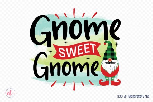 Gnome Sweet Gnome Christmas PNG for Crafts and Graphics